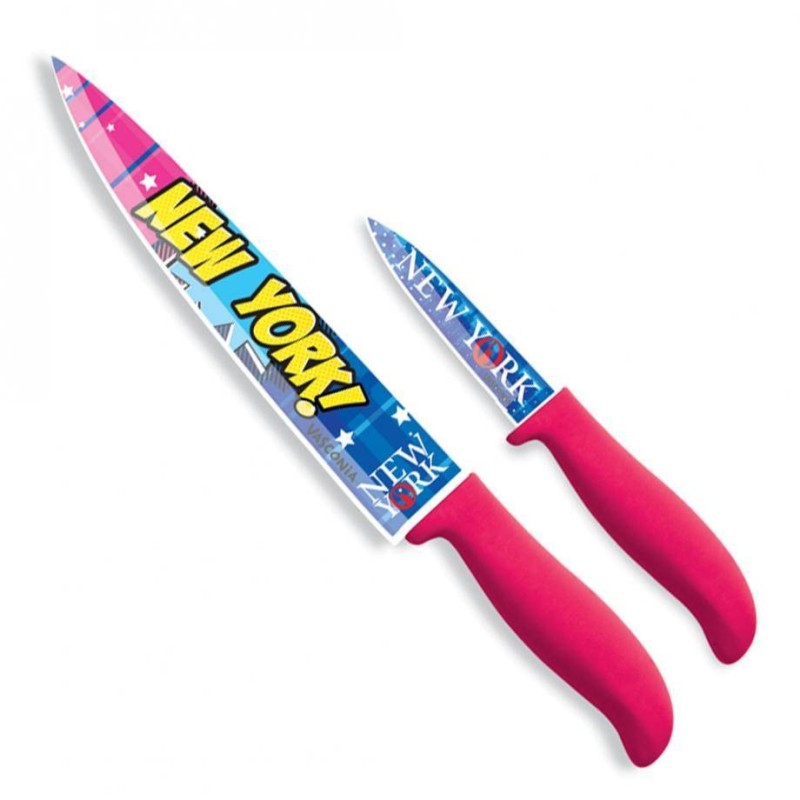 JUEGO DE CUCHILLOS CHEF Y UTILITARIO POP ART. 2 PZAS
