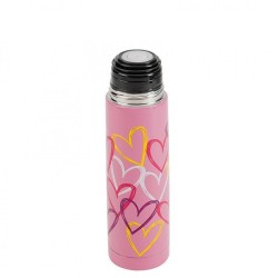 TERMO BALA ROSA CORAZONES. 500ML