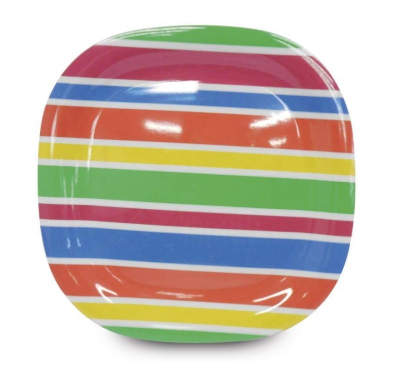 PLATO CUADRADO VIVANT RAYAS. 24CM