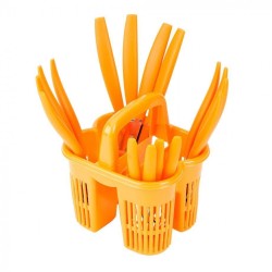 CUBIERTOS CANASTA NARANJA. 16PZAS