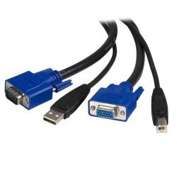 StarTech.com Cable KVM Universal 2 en 1 PS2 HD-15 VGA, 3 Metros