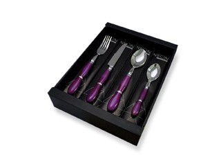 JUEGO DE CUBIERTOS NEON 24 PZAS MORADO (8)