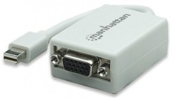Manhattan Adaptador Mini DisplayPort Macho - VGA Hembra, 17cm, Blanco