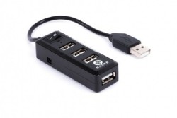 Naceb Hub USB 2.0, 4 Puertos, Negro