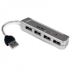 StarTech.com Hub USB 2.0, 1x USB A Macho, 4x USB A Hembra, 480 Mbit/s