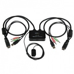 StarTech.com Switch KVM de 2 Puertos HDMI USB Audio con Cables Inte...