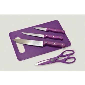 Juego de Cuchillos CHAPALA con Tabla para Picar - Morados