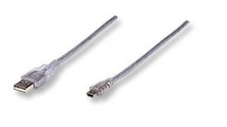 Manhattan Cable USB Macho- USB Mini Macho, 1.8 metros, Transparente