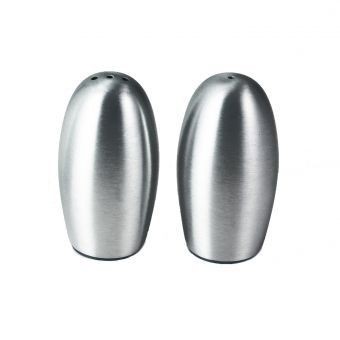 Juego De Salero Y Pimentero Metalicos Con Forma Semi Ovalada Modelo...