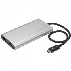 StarTech.com Adaptador Thunderbolt 3 a HDMI Doble, 4K, Plata