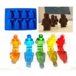 Kit 5 Moldes Muñeco Lego Hielos Chocolate Gomitas-Azul