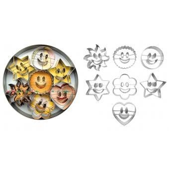 Juego de 7 cortadores para galletas IBILI Mod 731900 de sonrisa- Plata