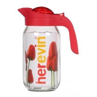 Jarra de Cristal de 1.0 lt.,Herevin, "Toledo",, Rojo