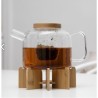 Tetera de vidrio con base de bambú Kikkerland Tea pott Transparente