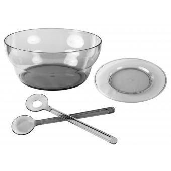 Combo Peanut Gris (Una ensaladera, palas para ensalada y 4 platos c...
