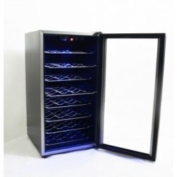 Frigobar Cava de Vinos 32 Botellas Luz Led Puerta de Vidrio