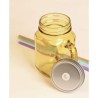 Mix Mason Jars Color Amarillo con tapa y popote rigido
