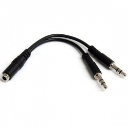 StarTech.com Cable 3,5mm Hembra - 2x de 3,5mm Macho, 13cm, Negro