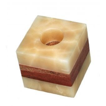 Portavela Fatima Grande Cuadrado De Onix Palmas De Reyna Cube Cream...
