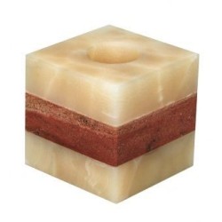 Portavela Fatima Grande Cuadrado De Onix Palmas De Reyna Cube Cream...