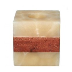 Portavela Fatima Grande Cuadrado De Onix Palmas De Reyna Cube Cream...