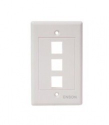 Enson Placa de Pared Universal, 3 Puertos, sin Jack, Blanco