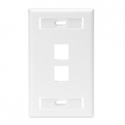 Leviton Placa de Pared QuickPort con Ventanas ID, 2 Puertos, Blanco