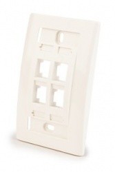 3M Placa Estándar de Pared, 4 Puertos, incluye 1 Módulo Ciego, Blanco
