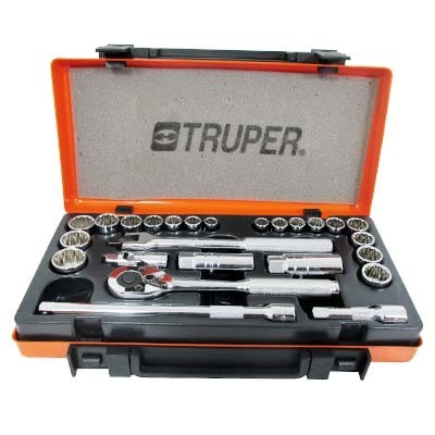 DADOS STD/MM 3/8 pulgadas JGO 26 pz TRUPER