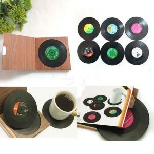 6 PORTAVASOS MINI DISCO DE VINYL