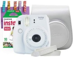 CAMARA INSTANTANEA INSTAX MINI 9 HUMO BLANCO + PINZAS + FUNDA + CORREA + CARTUCHO 10 FOTOS