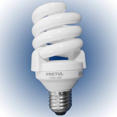 FOCO AHORRADOR ESPIRAL 20W CALIDO PRETUL