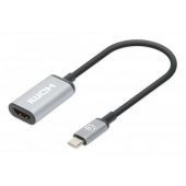 Adaptador Manhattan Usb-C A Hdmi 4K 60Hz Hdmi Hembra, Negro/Plata 153706