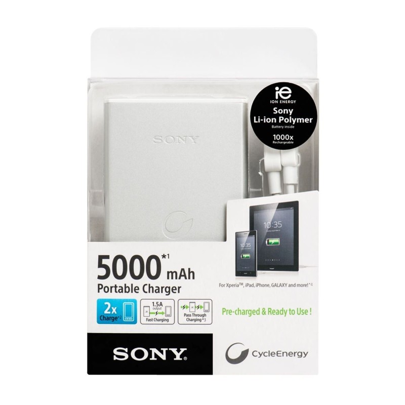 Cargador Portatil Sony 5000 mAh / Plata