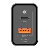 Cargador De Pared Energon Prime Acteck Advanced 38W 1X Usb-C / 1X Usb-A Negro Ac-935562