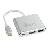Hub Usb-C Stylos Macho 1X Usb-C 1X Usb 3.0 1X Hdmi Hembra 5000 Mbit/S Plata Stcbhub31S
