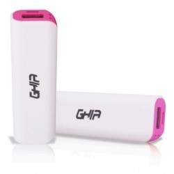 Cargador Portátil Ghia Power Bank Volta GAC-018, 2000mAh, Rosa/Blanco