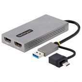 Adaptador Usb A/C Macho 2X Hdmi Hembra 11Cm Usb 3.0 A Hdmi Windows Y Macos Gris 107B-Usb-Hdmi