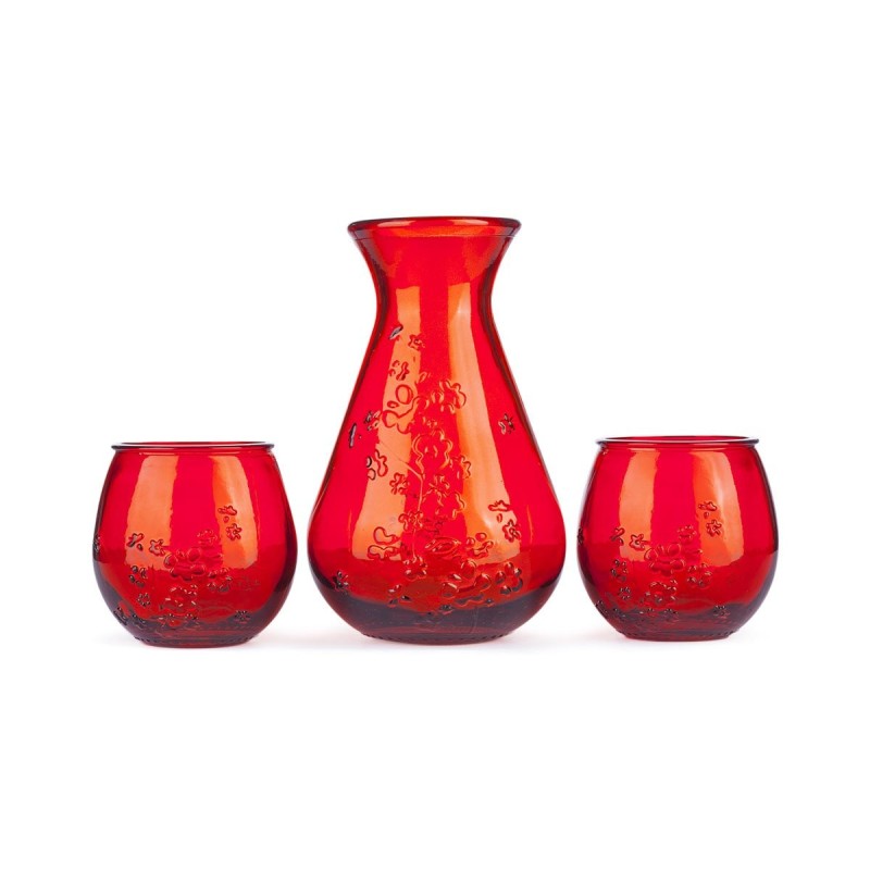 Set de Florero y Vasos Rojos
