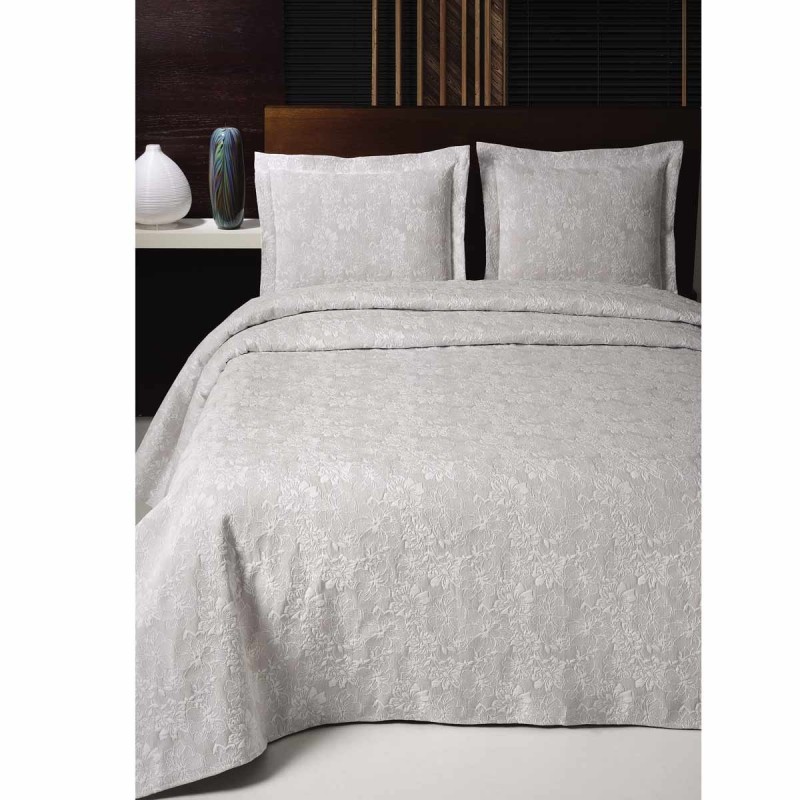 Colcha Mat/qs Blanco Gris