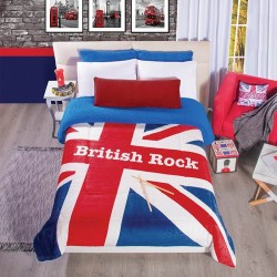 Cobertor Borrega British Rock Dos Vistas Azul Rey Matrimonial/Indiv...