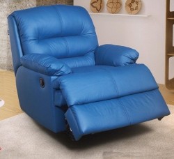 Reclinable Aspen Mecánico Piel Vinil Corea Cobalto
