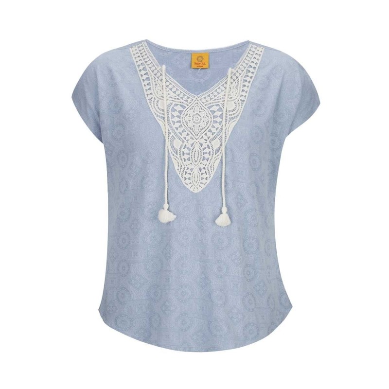 Blusa Manga Corta con Encaje Ruby Rd