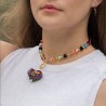 Collar Corazón Vitral Multicolor