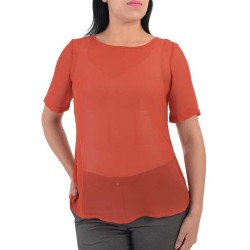 Blusa cuello redondo manga corta de gasa