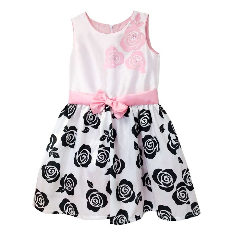 Vestido Combinado Estampado Rosas Lets Go