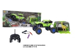 2 en 1Camioneta Radio Control Con Jaula Dinosaurio Recargable