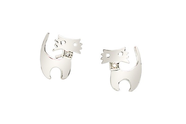 ARETES PLATA .925 GATO VAC MEX.