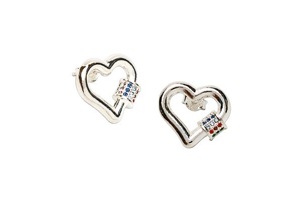 ARETES PLATA .925 CORAZON C/P COLOR TUR MEX.