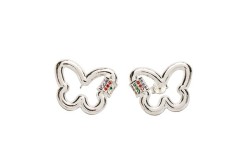 ARETES PLATA .925 MARIPOSA C/P COLOR TUR MEX.